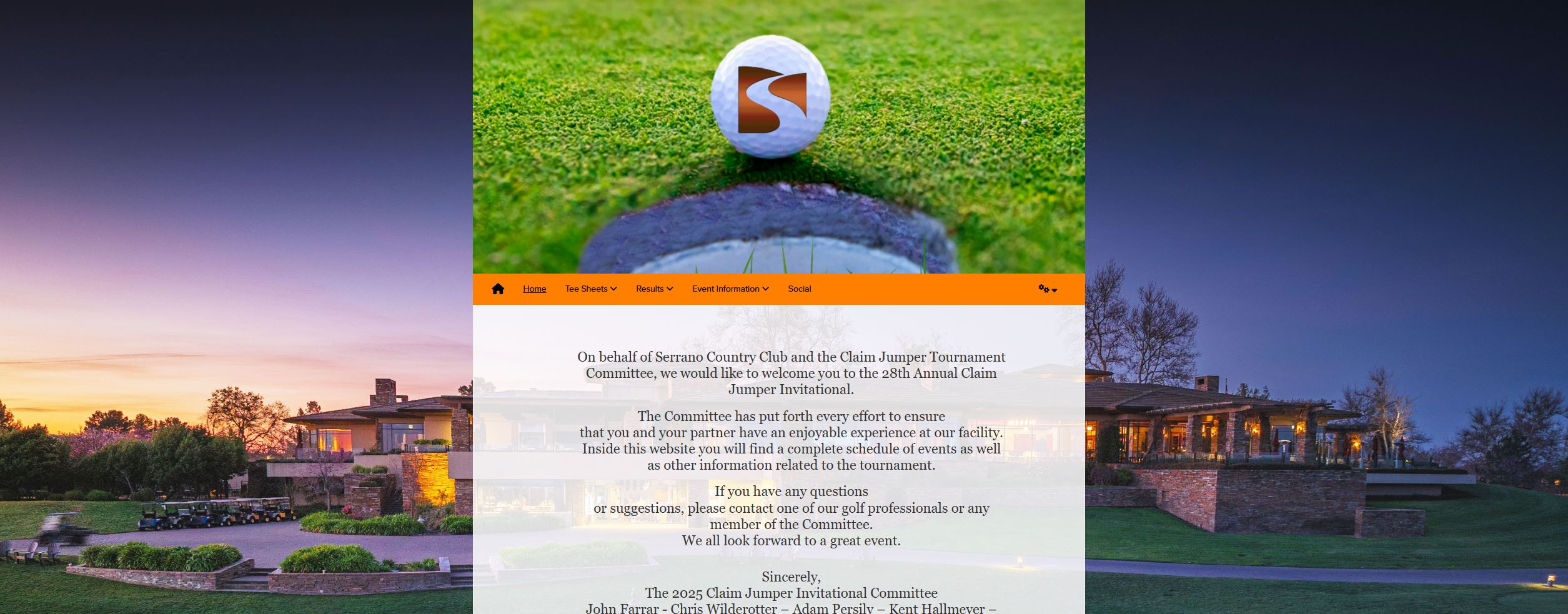 The Claim Jumper Invitational website, before the Hudson North rebuild
