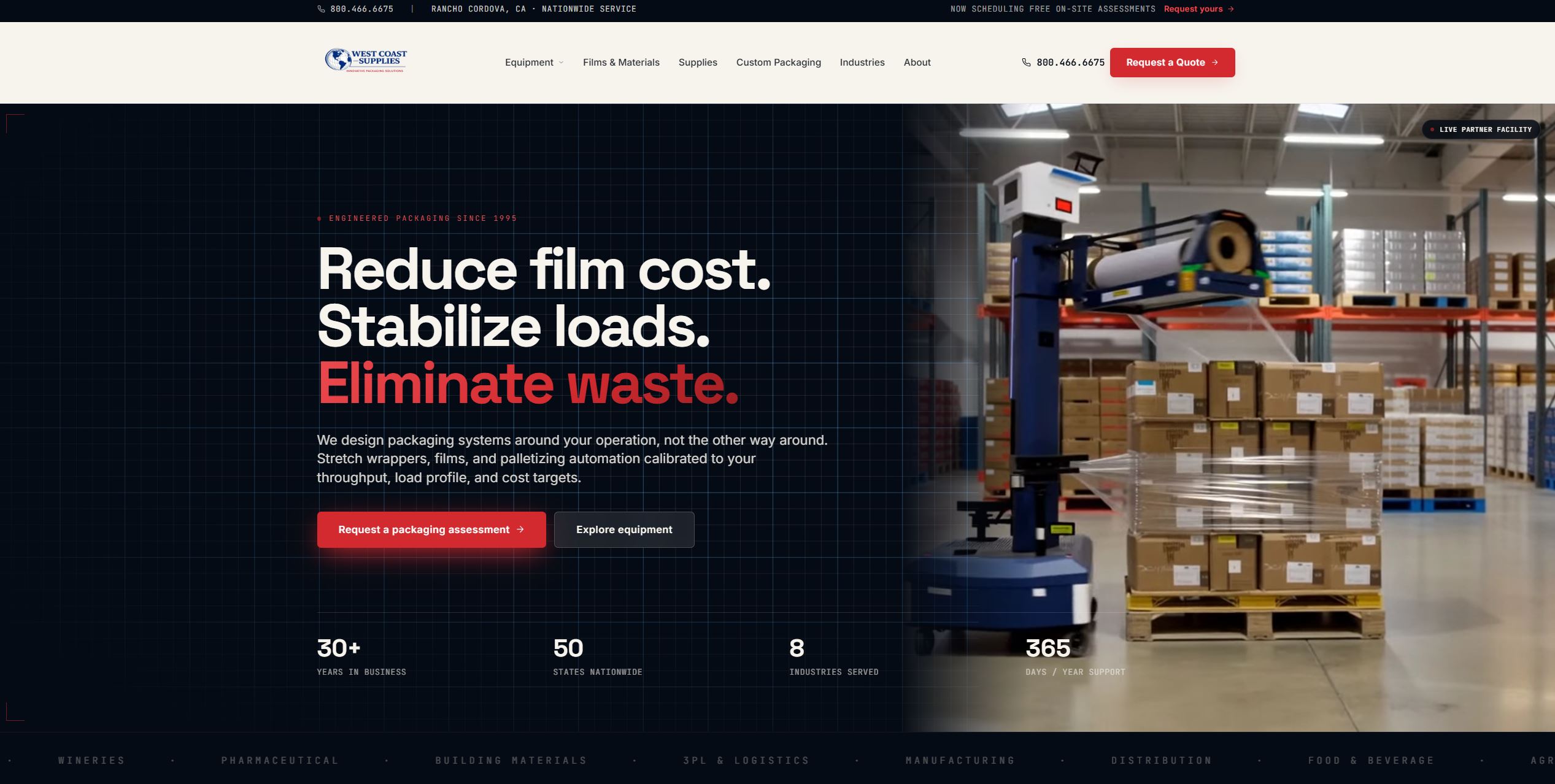 West Coast Supplies website, after the Hudson North rebuild